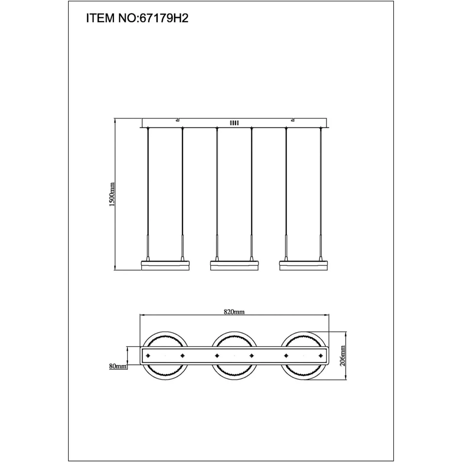 LED-Hängelampe Della, Länge 82 cm, dunkelgrau, Metall, 3-flg