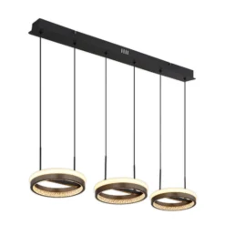 LED-Hängelampe Della, Länge 82 cm, dunkelgrau, Metall, 3-flg