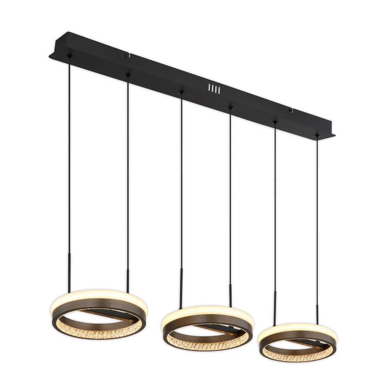 LED-Hängelampe Della, Länge 82 cm, dunkelgrau, Metall, 3-flg