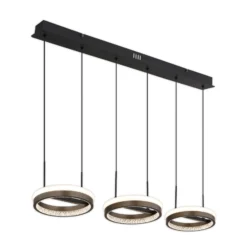 LED-Hängelampe Della, Länge 82 cm, dunkelgrau, Metall, 3-flg