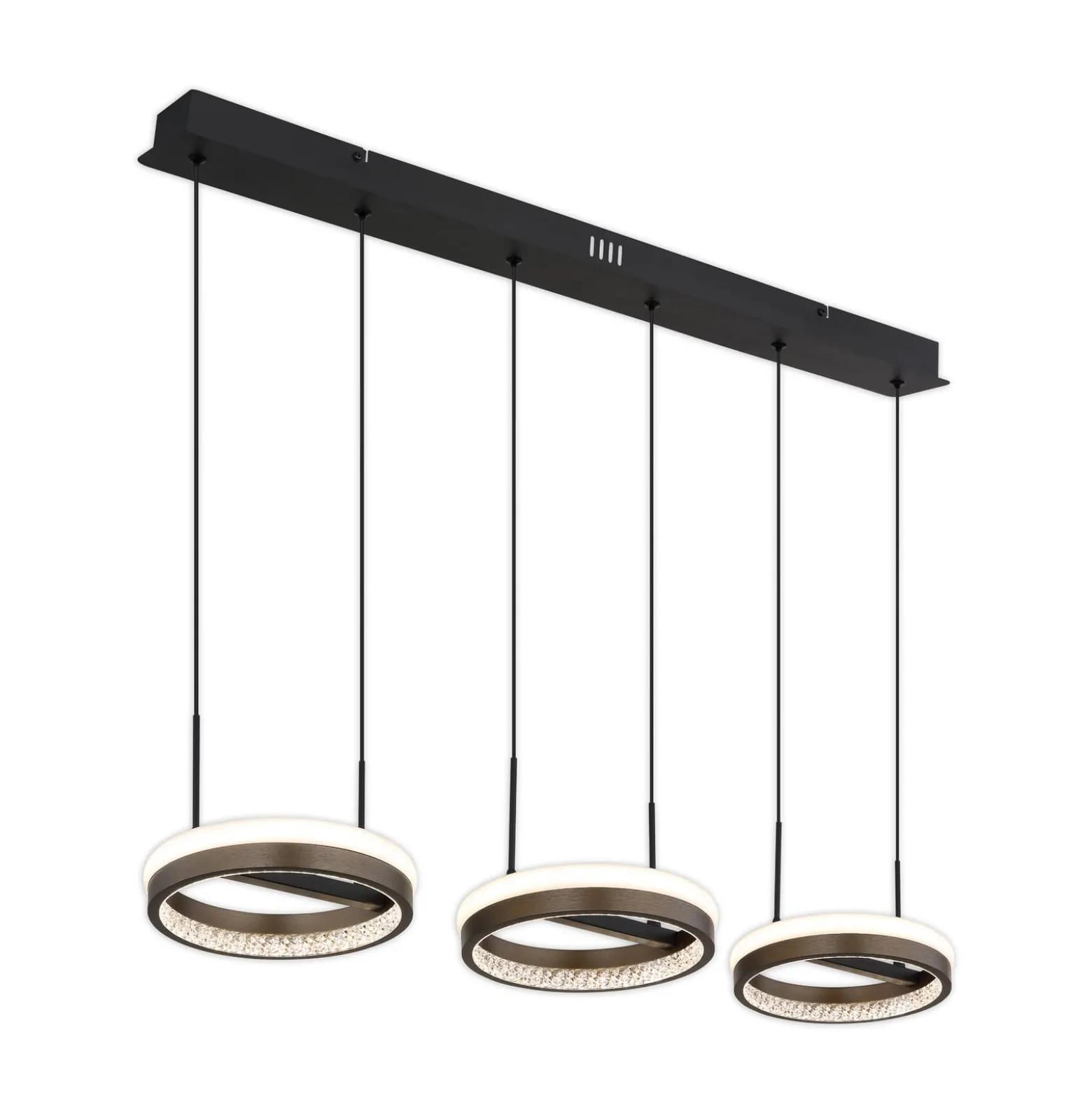 LED-Hängelampe Della, Länge 82 cm, dunkelgrau, Metall, 3-flg