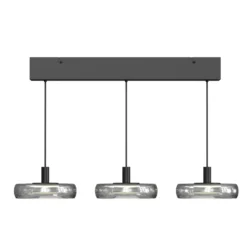 LED-Hängelampe FLOAT, grau/schwarz, 3-flg. 68 cm Glas/Metall