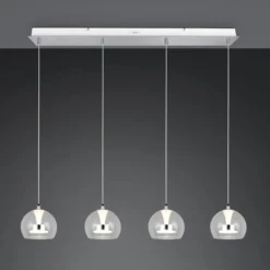 LED-Hängelampe Flynt, Länge 97 cm chromfarben Metall 4-flg.