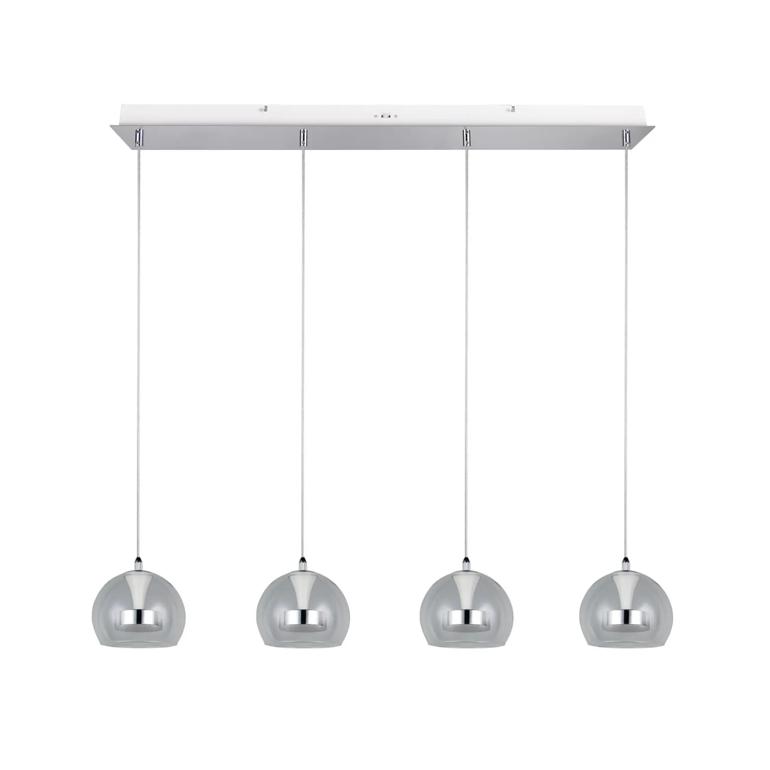 LED-Hängelampe Flynt, Länge 97 cm chromfarben Metall 4-flg.