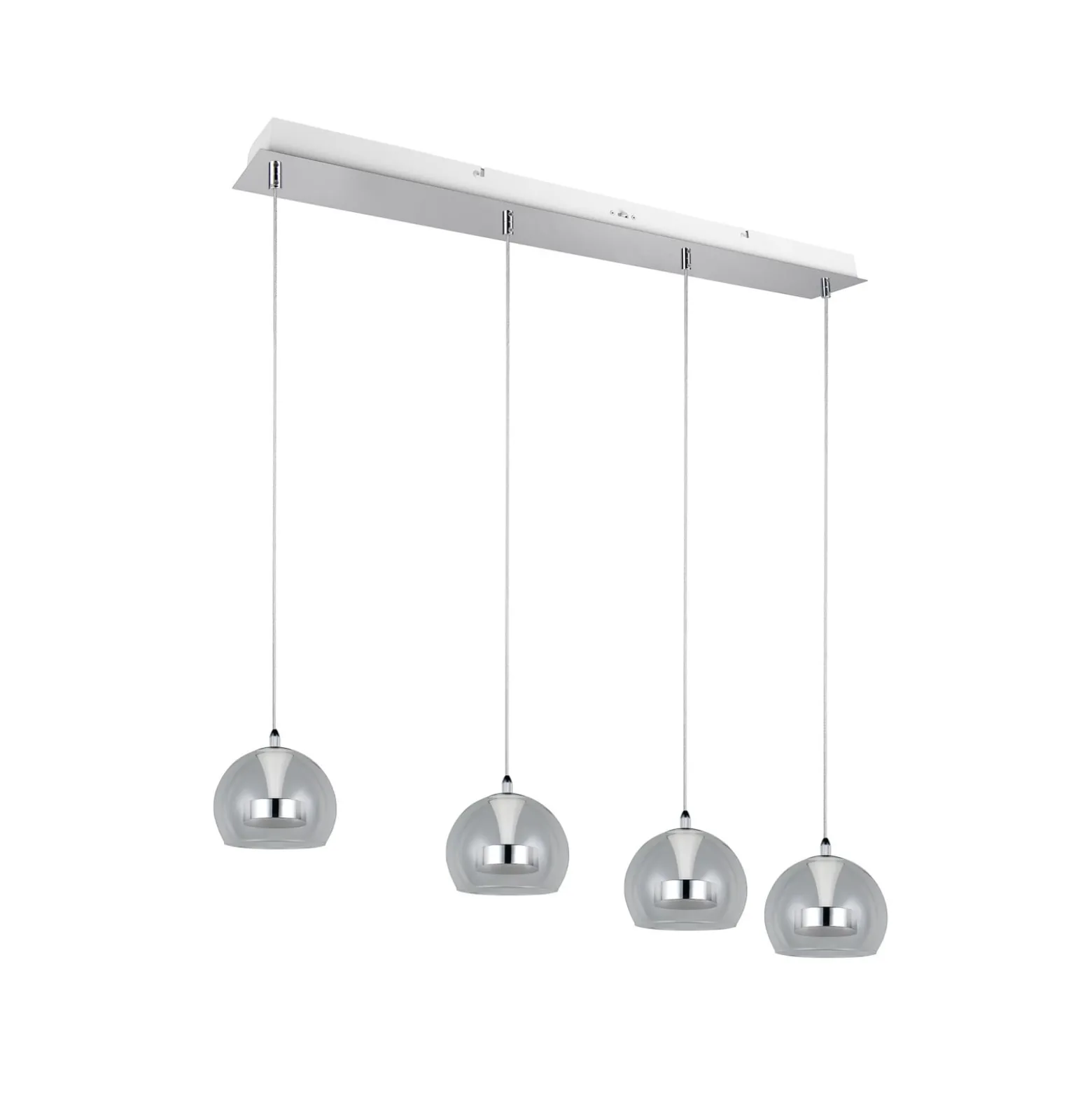 LED-Hängelampe Flynt, Länge 97 cm chromfarben Metall 4-flg.