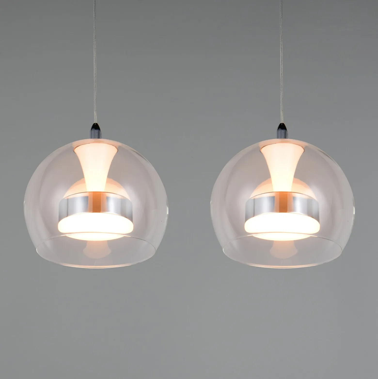 LED-Hängelampe Flynt, Länge 97 cm chromfarben Metall 4-flg.