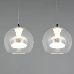 LED-Hängelampe Flynt, Länge 97 cm chromfarben Metall 4-flg.