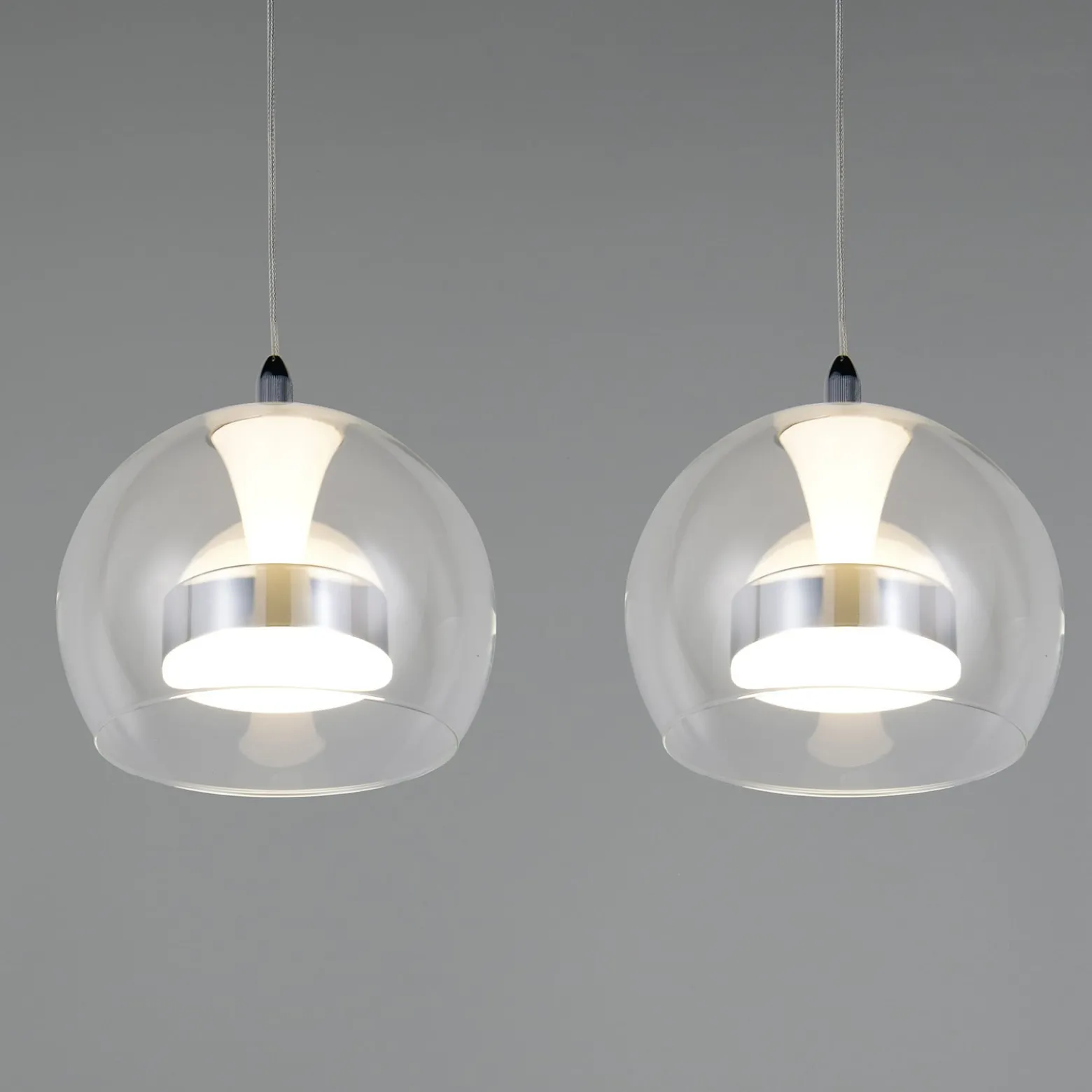 LED-Hängelampe Flynt, Länge 97 cm chromfarben Metall 4-flg.
