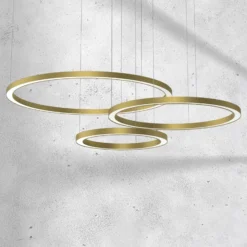 LED-Hängelampe Galaxia, Kunststoff, gold, dreiflammig, 85 W