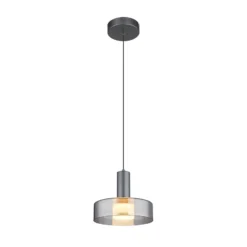 LED-Hängelampe Grant, Ø 22 cm, rauchgrau, Glas