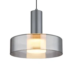 LED-Hängelampe Grant, Ø 22 cm, rauchgrau, Glas