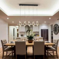 LED-Hängelampe Iliada, Länge 96 cm schwarz/goldfarben Metall