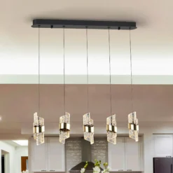 LED-Hängelampe Iliada, Länge 96 cm schwarz/goldfarben Metall