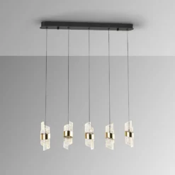 LED-Hängelampe Iliada, Länge 96 cm schwarz/goldfarben Metall