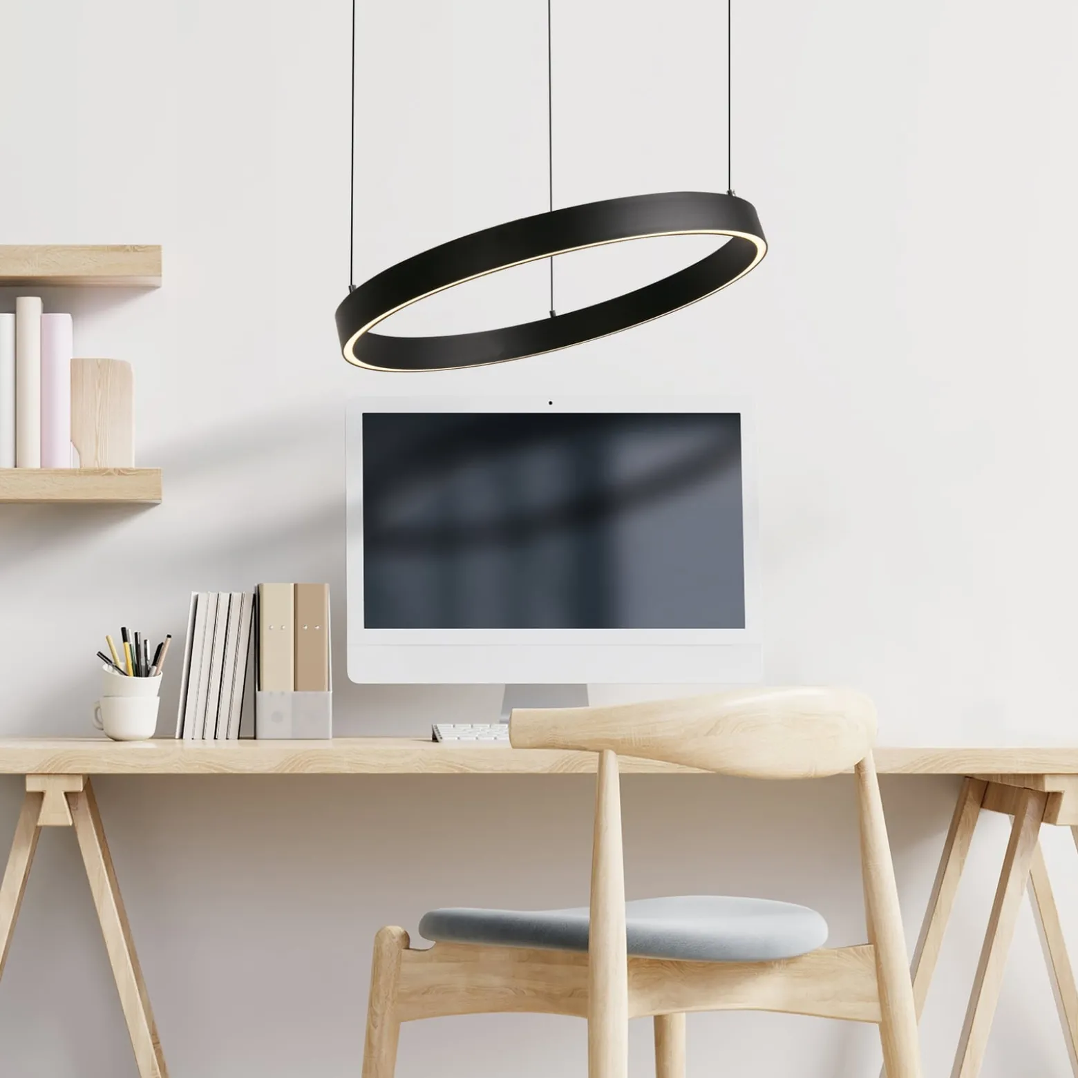LED-Hängelampe Layla, schwarz, Ø 44 cm CCT, höhenverstellbar