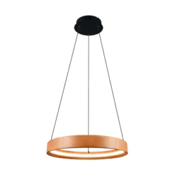 LED-Hängelampe Lynwood, Ø 50 cm, holzfarben, Holz, dimmbar