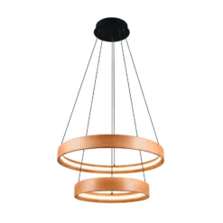 LED-Hängelampe Lynwood, Ø 60 cm, holzfarben, Holz, 2-flg.