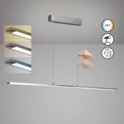 LED-Hängelampe Marlo, aluminium, Länge 140 cm, CCT, Touchdim