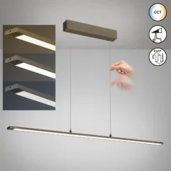 LED-Hängelampe Marlo, greige, Länge 120 cm, CCT, Touchdimmer