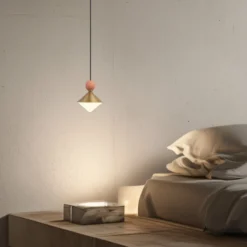 LED-Hängelampe 25100, messing/rot Ø14 cm Metall/Glas/Keramik