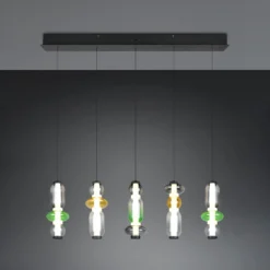 LED-Hängelampe Minerva, Länge 100 cm, bunt, Glas, CCT Dimmer