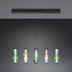 LED-Hängelampe Minerva, Länge 100 cm, bunt, Glas, CCT Dimmer