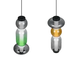 LED-Hängelampe Minerva, Länge 100 cm, bunt, Glas, CCT Dimmer