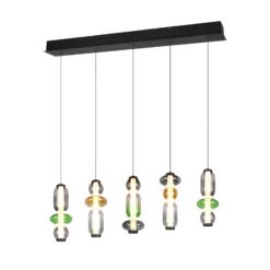 LED-Hängelampe Minerva, Länge 100 cm, bunt, Glas, CCT Dimmer