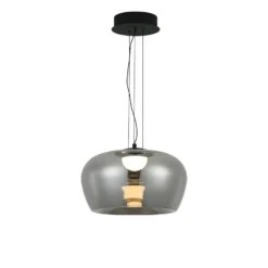 LED-Hängelampe Nadia, Ø 16 cm, rauchgrau, Glas