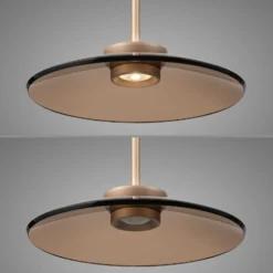 LED-Hängelampe PURE E-Moon bronce, Amberglas (dunkel), Ø50cm