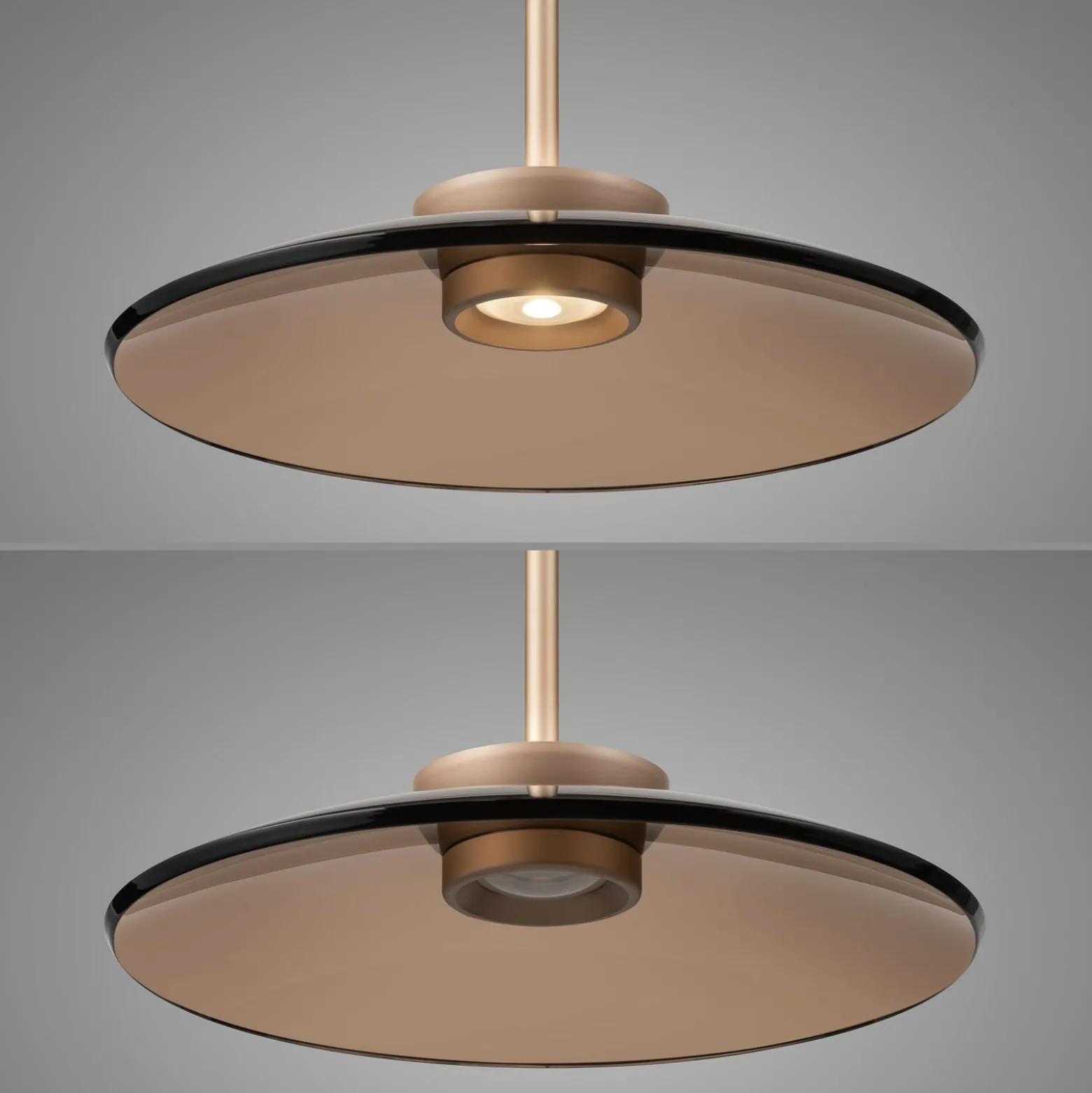 LED-Hängelampe PURE E-Moon bronce, Amberglas (dunkel), Ø50cm