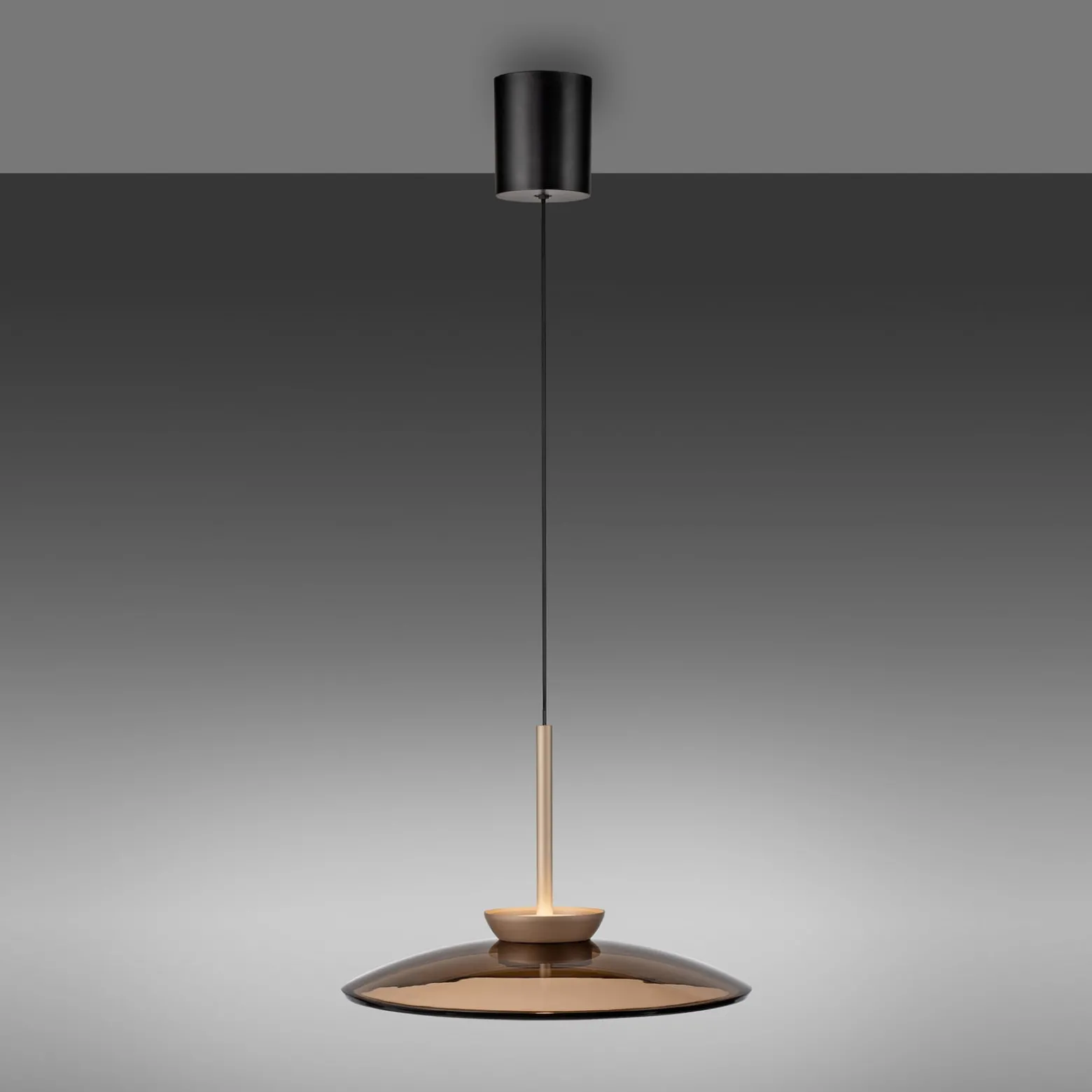 LED-Hängelampe PURE E-Moon bronce, Amberglas (dunkel), Ø50cm