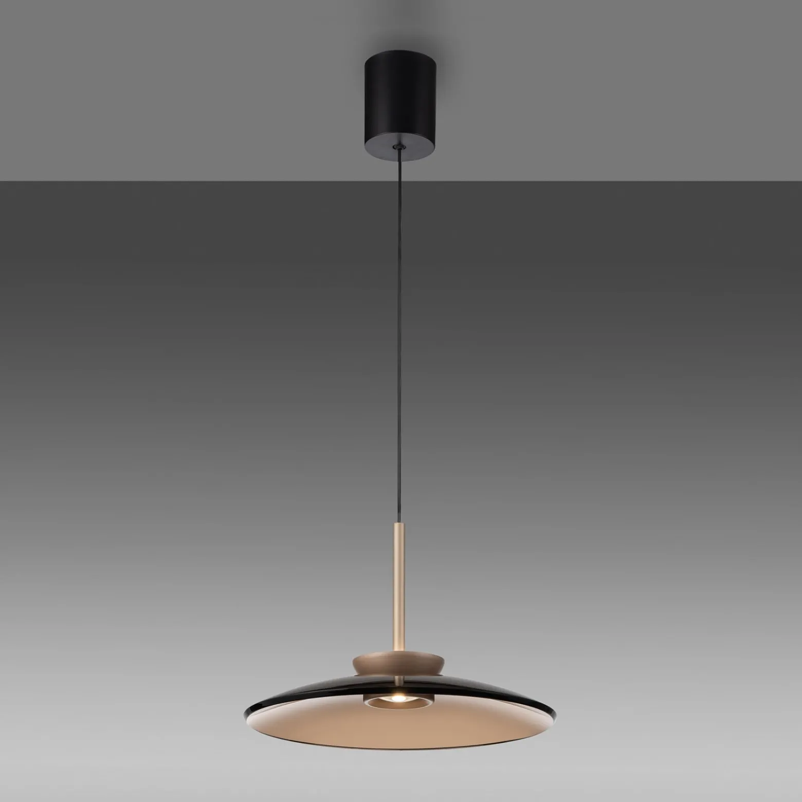 LED-Hängelampe PURE E-Moon bronce, Amberglas (dunkel), Ø50cm