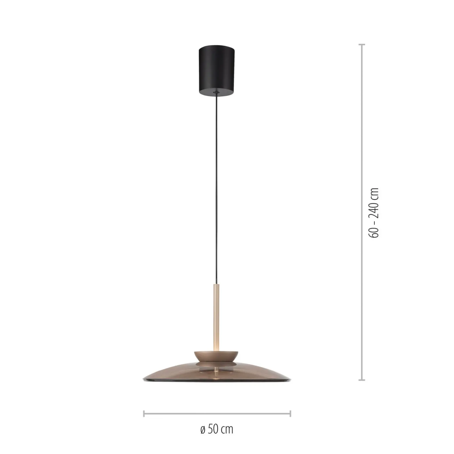 LED-Hängelampe PURE E-Moon bronce, Amberglas (dunkel), Ø50cm