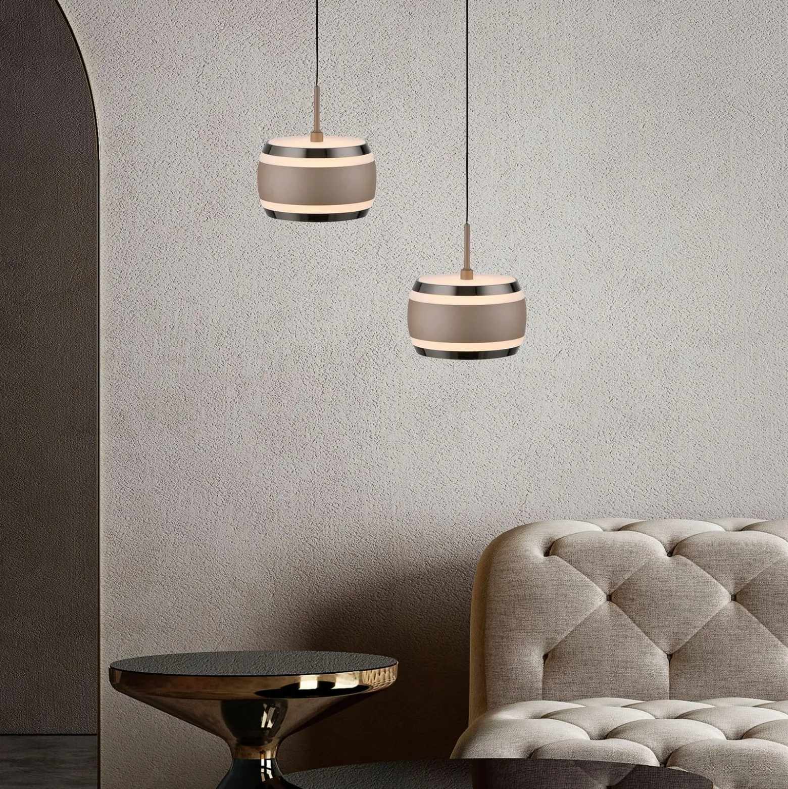 LED-Hängelampe PURE Falling Rings, bronze Ø 13 cm, CCT