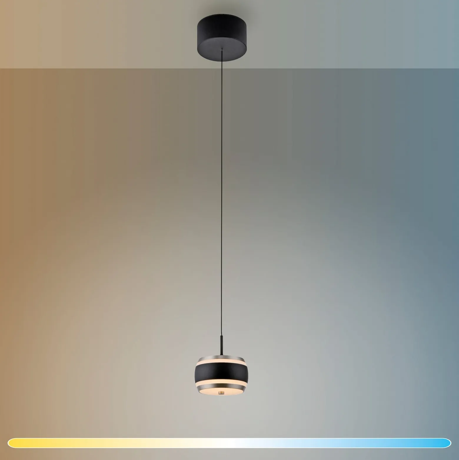 LED-Hängelampe PURE Falling Rings, schwarz, Ø 13 cm, CCT