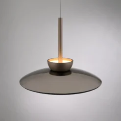 LED-Hängelampe PURE Moon, bronce, Amberglas (dunkel), Ø32cm