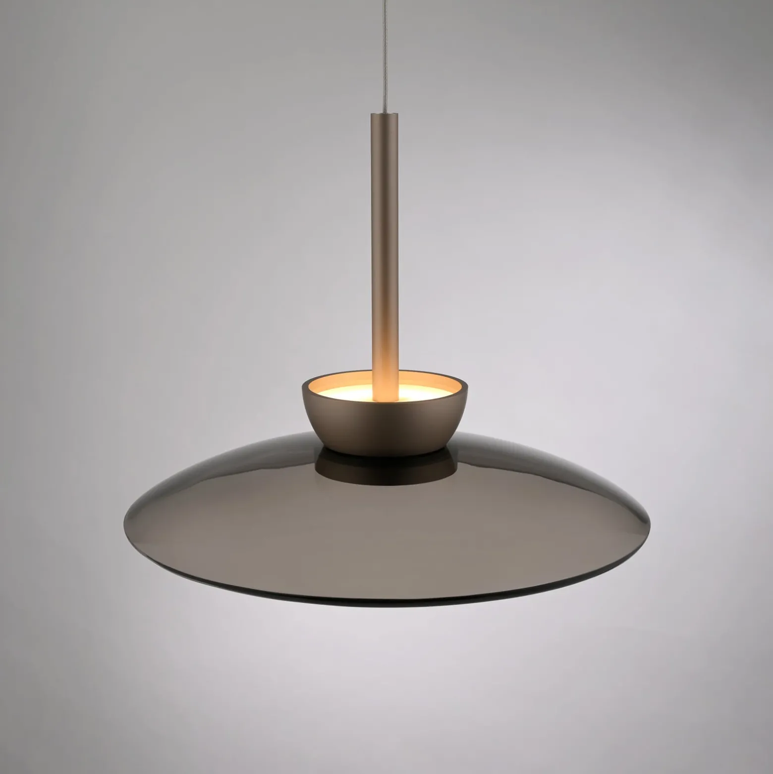 LED-Hängelampe PURE Moon, bronce, Amberglas (dunkel), Ø32cm