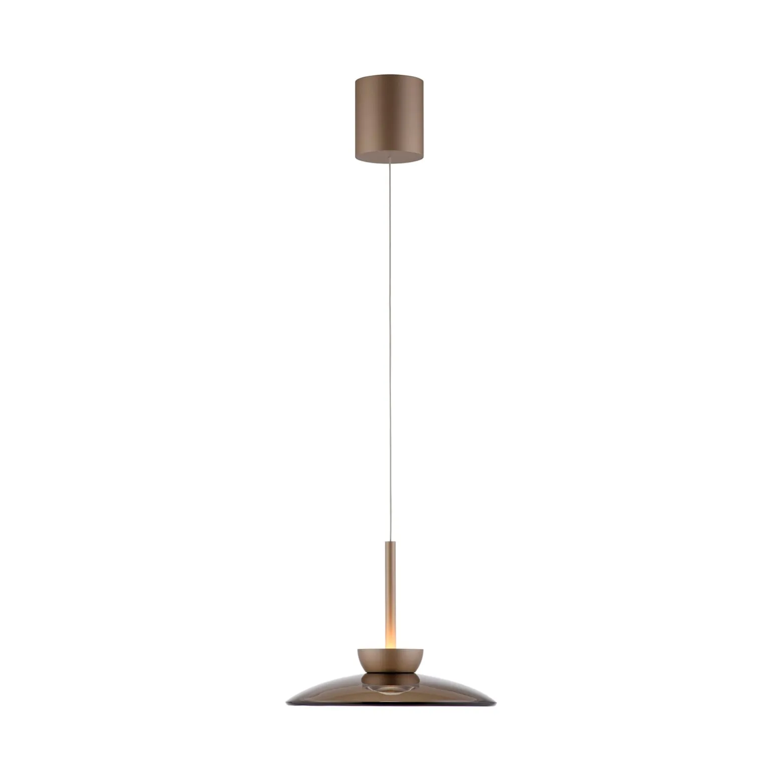 LED-Hängelampe PURE Moon, bronce, Amberglas (dunkel), Ø32cm