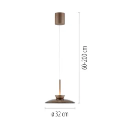 LED-Hängelampe PURE Moon, bronce, Amberglas (dunkel), Ø32cm