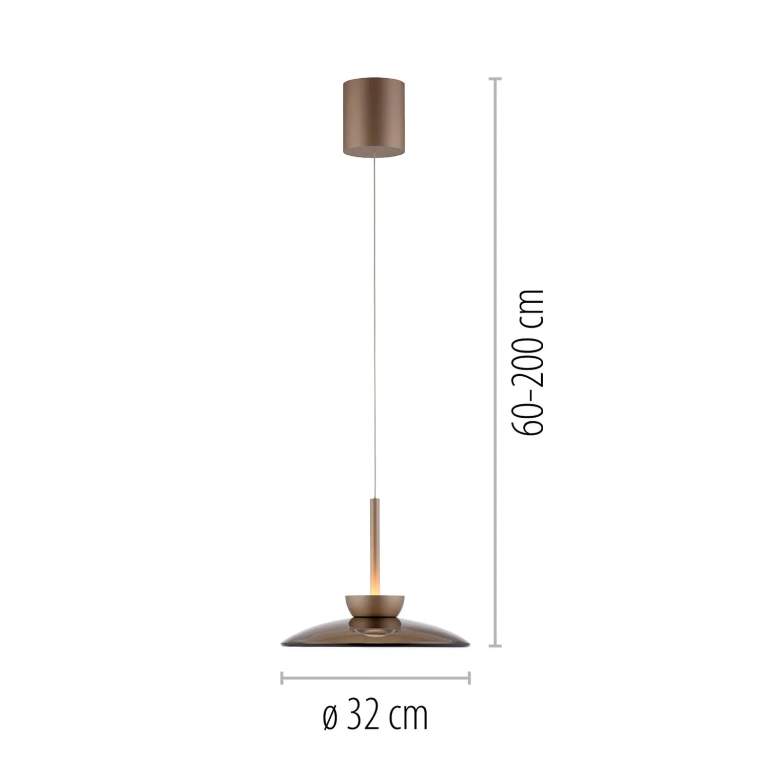LED-Hängelampe PURE Moon, bronce, Amberglas (dunkel), Ø32cm