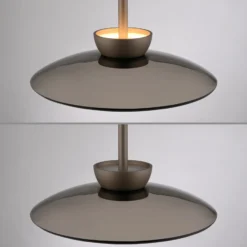 LED-Hängelampe PURE Moon, bronce, Amberglas (dunkel), Ø32cm
