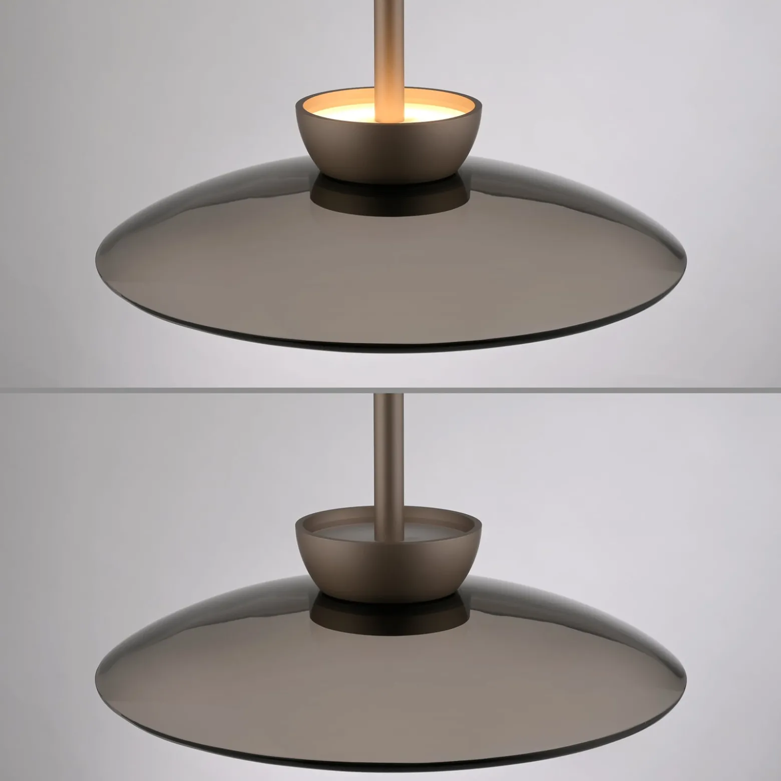 LED-Hängelampe PURE Moon, bronce, Amberglas (dunkel), Ø32cm