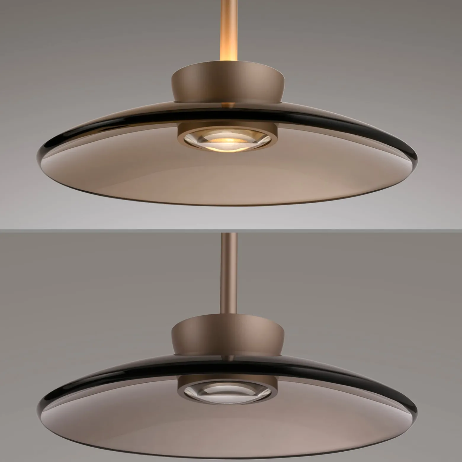 LED-Hängelampe PURE Moon, bronce, Amberglas (dunkel), Ø32cm