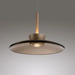 LED-Hängelampe PURE Moon, bronce, Amberglas (dunkel), Ø32cm