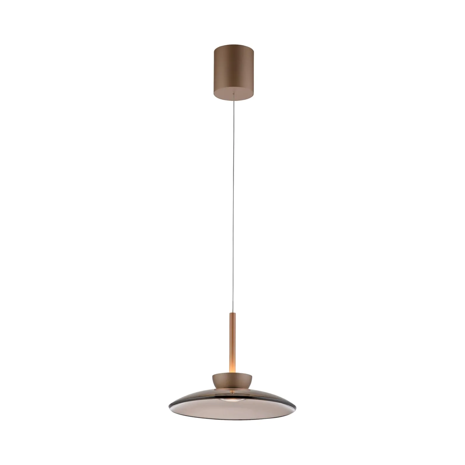 LED-Hängelampe PURE Moon, bronce, Amberglas (dunkel), Ø32cm
