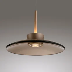 LED-Hängelampe PURE Moon, bronce, Amberglas (dunkel), 3-flg.