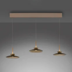 LED-Hängelampe PURE Moon, bronce, Amberglas (dunkel), 3-flg.