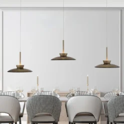 LED-Hängelampe PURE Moon, bronce, Amberglas (dunkel), 3-flg.