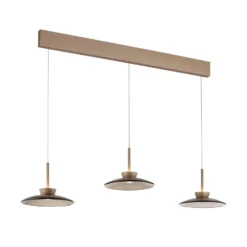 LED-Hängelampe PURE Moon, bronce, Amberglas (dunkel), 3-flg.